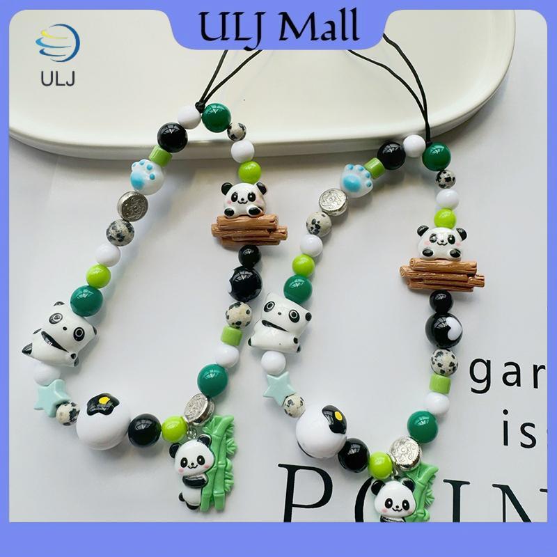 ULJ Gấu Trúc Đính Hạt Chống Mất, Dây Đeo Điện Thoại Quyến Rũ, Mặt Dây Chuyền Dễ Thương, Dây Buộc Cổ Tay Cho Bé Gái