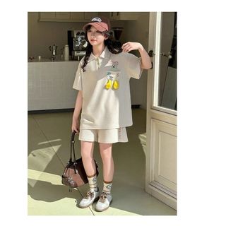 Bộ đồ polo cho bé gái – Áo polo tay ngắn phối quần short phong cách Hàn Quốc