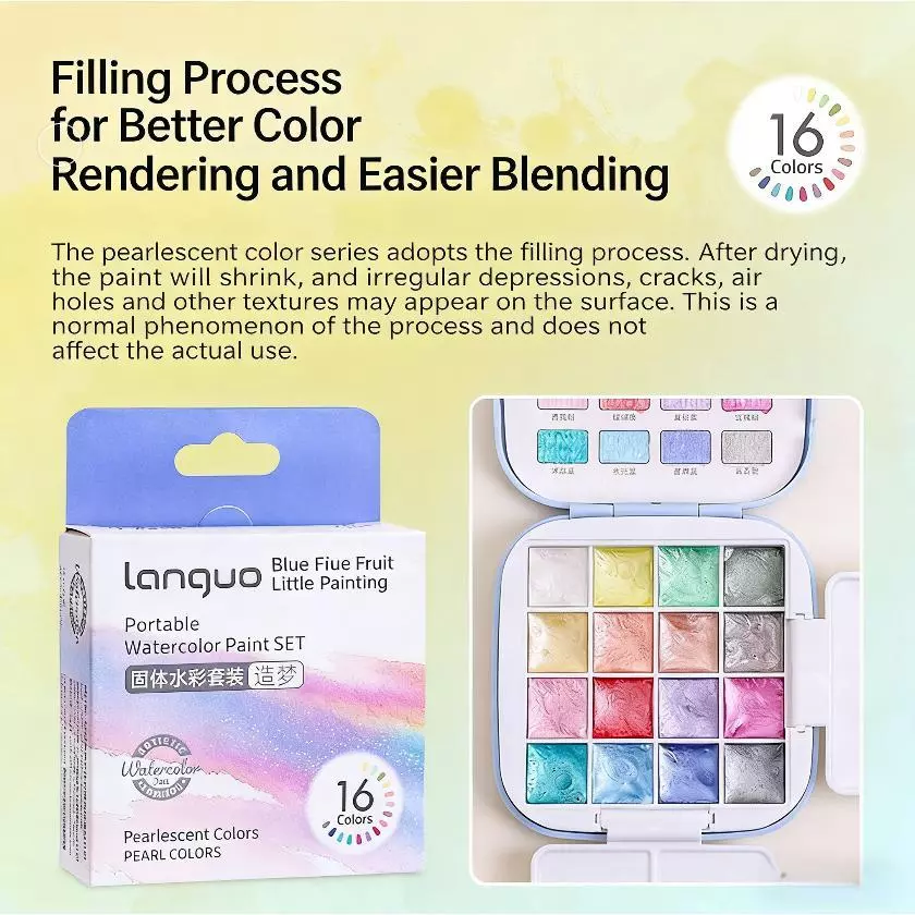 Mini 16 Màu Sắc Màu Chắc Chắn Bộ Sơn Trộn Bảng Bàn Chải Bút Hộp Rửa Nghệ Thuật Học Sinh Vẽ