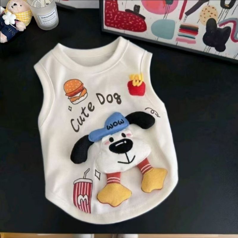 Mùa hè Mỏng Phong Cách Thoáng Khí Cho Thú Cưng Chó Hoạt Hình Dễ Thương Ba Chiều Khoai Tây Chiên Pháp Áo Vest Chó Size Vừa Chó Corgi Pháp Bull
