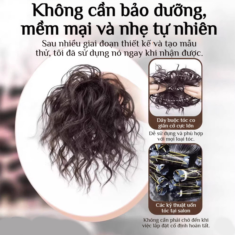 【Độ Đàn Hồi Cao】Tóc Giả Búi Len Xoăn Hoa Thời Trang Nữ / Phụ Kiện Tóc Búi Tổ Chim Tự Nhiên / Kẹp Búi Tóc Giả Co Giãn
