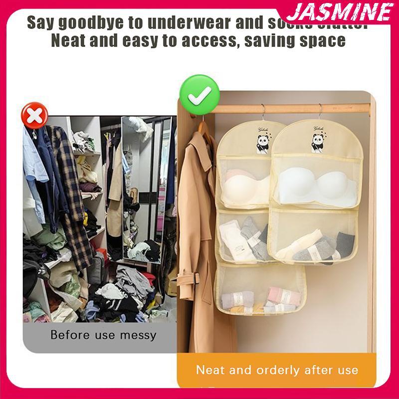 JASMINE Túi lưới 2/3 lớp dung tích lớn bảo quản đồ lót, thoáng khí, có móc treo