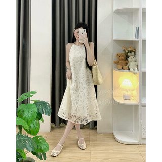 Váy maxi ren trắng dáng suông A sát nách đi biển dạo phố đi chơi du lịch phong cách Hàn Quốc