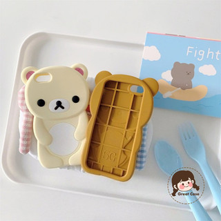 Ốp Điện Thoại Silicon 3D Rilakkuma Hoạt Hình Cho iPhone 17 16 15 14 Plus 13 12 11 Pro Max SE3 SE2 SE1 8 7 6S 5 5S 4 4S 2022 2020 2016 + Vỏ Sang Trọng Gấu Dễ Thương Mềm Chống Rơi Vỏ