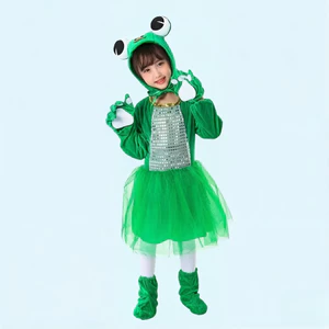 💕Chỗ💕 Trẻ Em Ếch Động Vật 3-12 Tuổi Trang Phục Quần Áo Cho Bé Gái Trới Lạ Halloween Giáng Sinh