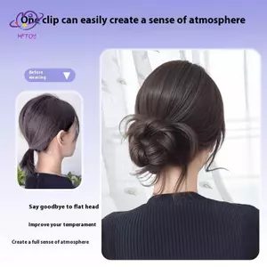HFTOY Đuôi Ngựa Thấp Bun Tóc Giả Tổng Hợp Phù Hợp Cho Nữ, Tạo Vẻ Rối Xoăn Chignon