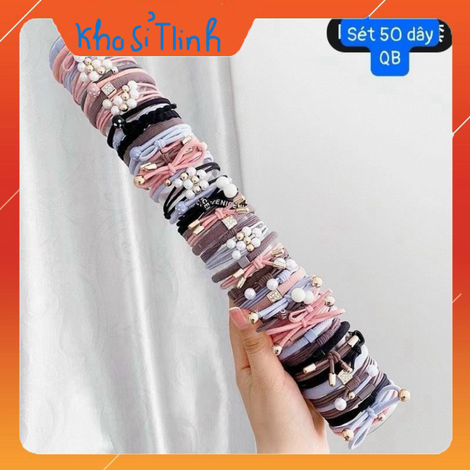 Hộp Dây Buộc Tóc 12 Chi Tiết Và 50 Chi Tiết Phong Cách Hàn Quốc Nhiều Màu [FREESHIP]