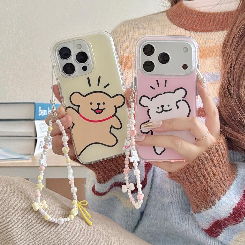 Ốp Lưng Cứng Tương Thích Với iPhone 13 14 14Pro 14ProMax 15 15Pro 15ProMax 16 16Pro 16ProMax 17 17Pro 17ProMax Matte Line Puppy Pattern Case