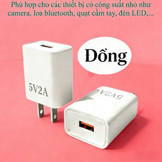Củ sạc 5V2A-Đồng công suất 10W - cổng USB phù hợp cho các thiết bị gia dụng công suất nhỏ.