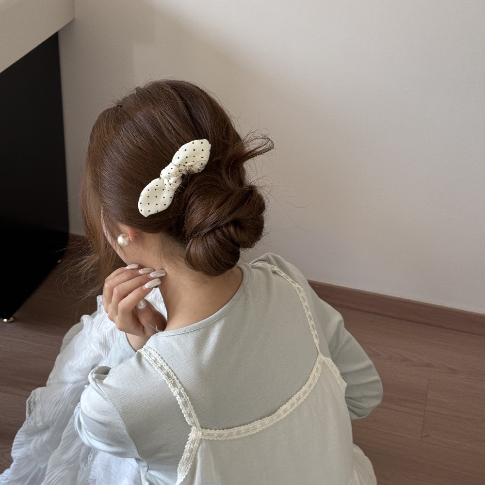 Hululu Scrunchy Tóc Cao Cấp Phong Cách Hàn Quốc, Chấm Bi & Nơ
