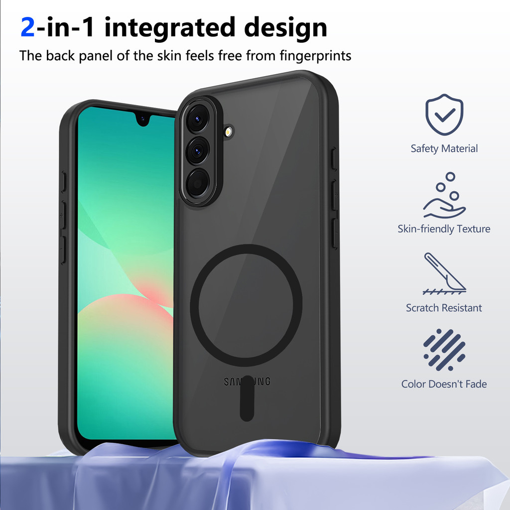 Ốp lưng Samsung A57 5G Vỏ thu hút từ tính màu đen mờ cho Ốp điện thoại Samsung Galaxy A57 5G