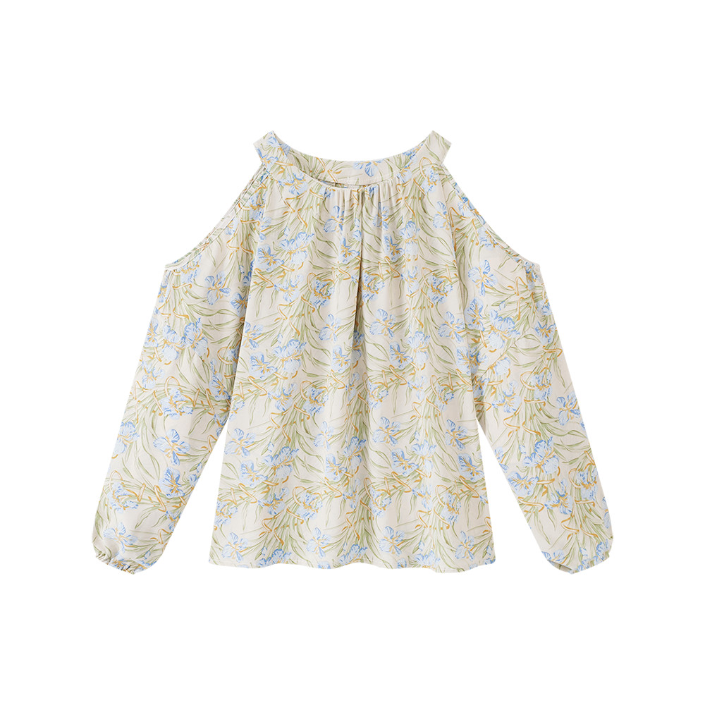 Mutu Pháp Áo Sơ Mi Off-Shoulder Voan Phù Hợp Mùa Hè
