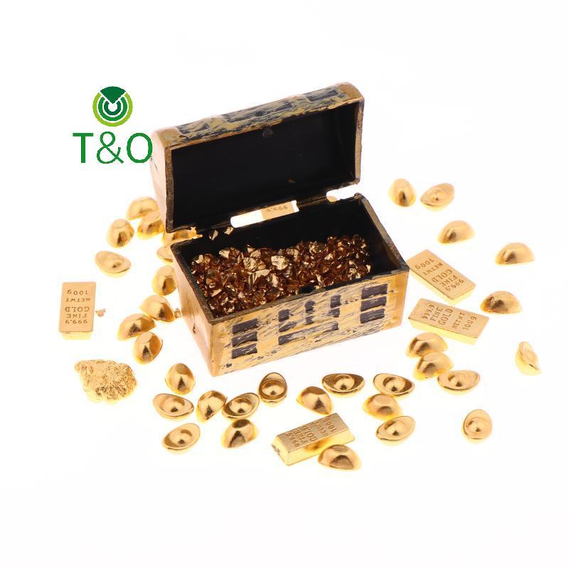 [T & O-t] 1: 12 Nhà Búp Bê Thu Nhỏ Kho Báu Cướp Biển Ngực Thỏi Vàng Thanh Nội Thất Mô Hình Nhà Trang Trí Đồ Chơi Phụ Kiện Nhà Búp Bê [Mới]
