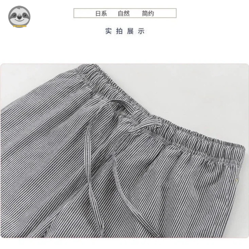 Quần Pyjama và Quần Yếm Cặp Đôi Style Nhật Bản, Chất Liệu Cotton Nguyên Chất, Dáng Rộng Thoải Mái Cho Ngày Hằng Ngày