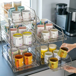 hộp kéo ra trong suốt 2-3 tầng dung tích lớn chắc chắn lưu trữ thuốc gia vị phòng tắm