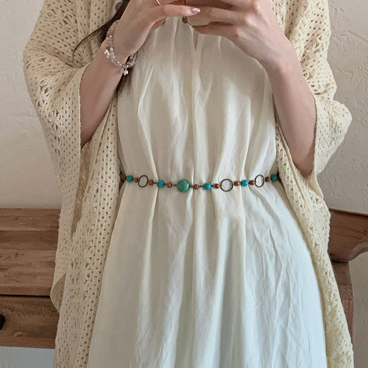 Đi Biển Phong Cách Kỳ Nghỉ Đính Hạt Thắt Lưng Retro Bohemian Phong Cách Dân Tộc Đầm Thắt Lưng Phụ Kiện Nữ Có Thể Điều Chỉnh Chiều Dài