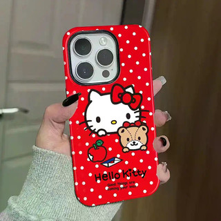 Ốp điện thoại 2 trong 1 Red wave point kt Apple 17 / 16 iPhone 15 Pro Max Phim mới 14 / 13 Creative 12 / 11 Pro Max 7 / 8 Plus Ốp điện thoại bóng hai lớp