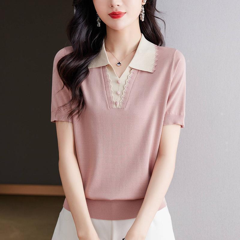 Áo sơ mi ngắn tay lụa kiểu phương Tây dáng rộng - thoáng khí và thoải mái