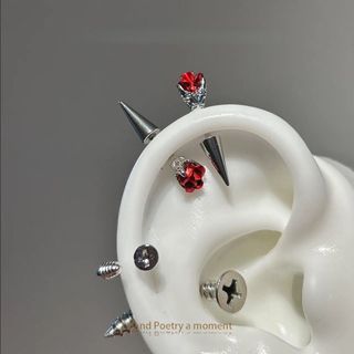 Hoa Hồng Đỏ Quỷ - Bông Tai Punk & Retro Sang Trọng, Kiểu Xương