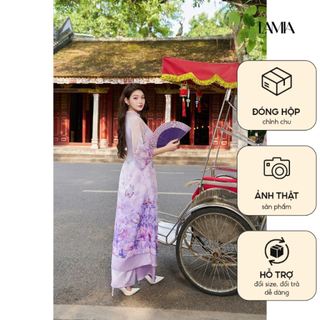 Áo dài cách tân tà ngắn phối hồ điệp 3D AD188