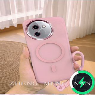 Thích hợp cho ốp điện thoại Vivo Y200i Y38 5G Y18 5G Vỏ mềm mờ từ tính nhiều màu sắc có dây đeo tay 0036