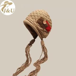 JU Thu Đông Ấm Áp - Bím Mũ Len Handmade Dệt Kim Xu Hướng Thời Trang Mới VN