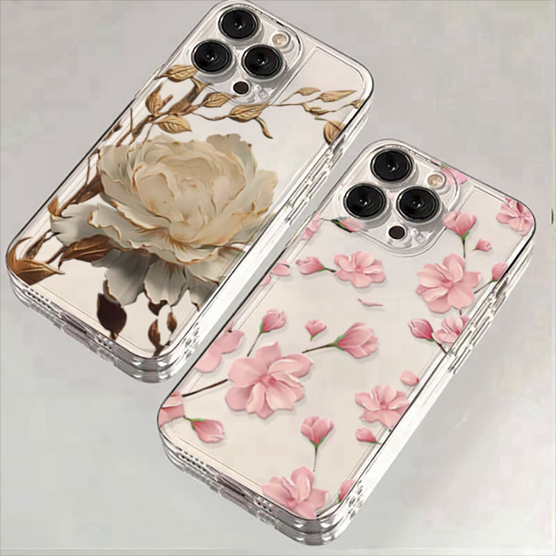 Ốp Điện Thoại In Hoa Cho IPhone 17 AIR 17 11 15 Pro Max Plus Vỏ Silicon Trong Suốt Mềm