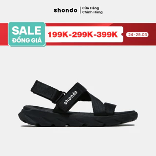 Giày Sandals Nam Nữ Unisex Êm Chân Shondo F6 Sport Đen Full F6S301