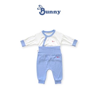 Bộ áo cài lệch quần cạp cao Bunny chất thun tăm Hàn mềm mại cho be 0-12M