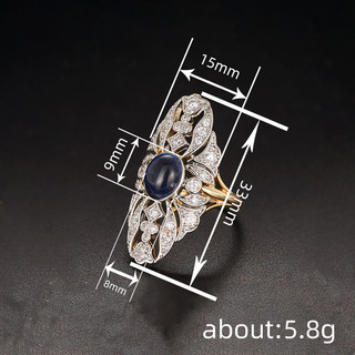Châu Âu Mỹ ins Nhẫn Hình Học Sapphire Giả Phong Cách Mới Nữ