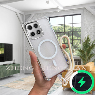 Thích hợp cho Honor X6A X6B X8 4G X6A X8A X8B X8C Vỏ điện thoại bốn góc chống rơi trong suốt mềm dây tay 0037