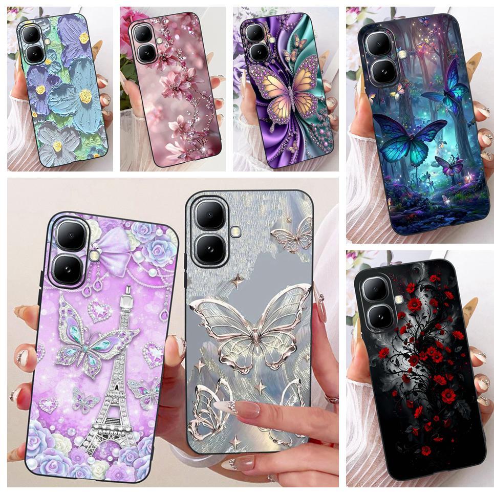 Hoa Bướm Sang Trọng Nữ Tính Thời Trang Cho Infinix Smart 20 4G Ốp lưng X6840 Mềm Mỏng Mờ Silicon TPU Ốp Lưng