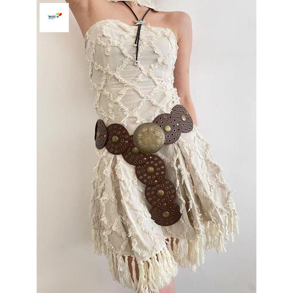 Dây Thắt Lưng Denim Phong Cách Phương Tây - Kiểu Cổ Điển Kim Loại Cho Nữ
