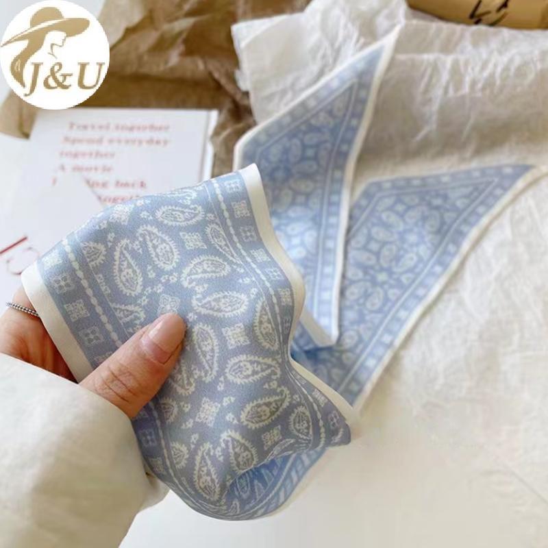 JU Hạt Điều Hoa Lụa Khăn Hai Mặt Tam Giác - Đa Năng & Vintage