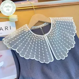 Pusky Khăn Choàng Phong Cách Hàn Quốc, Ren Cổ Giả Màu Trơn, Phù Hợp Mùa Hè