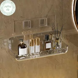 PUSKY Phòng Tắm Acryli Kệ Không KhoanShower Lưu Trữ Ra Washstand Mỹ Phẩm Lưu Trữ Ra Treo Tường Vệ Sinh Dầu Gội Người Tổ Chức VN