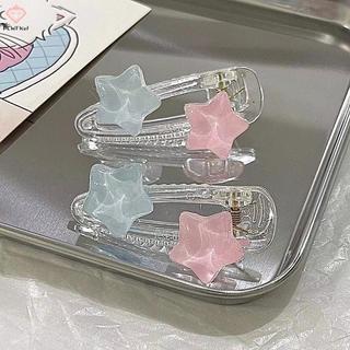 Kẹp Tóc Ngôi Sao Pentagram Màu Xanh Hồng Dễ Thương, Phụ Kiện Tóc Y2K Dành Cho Nữ Sinh Viên