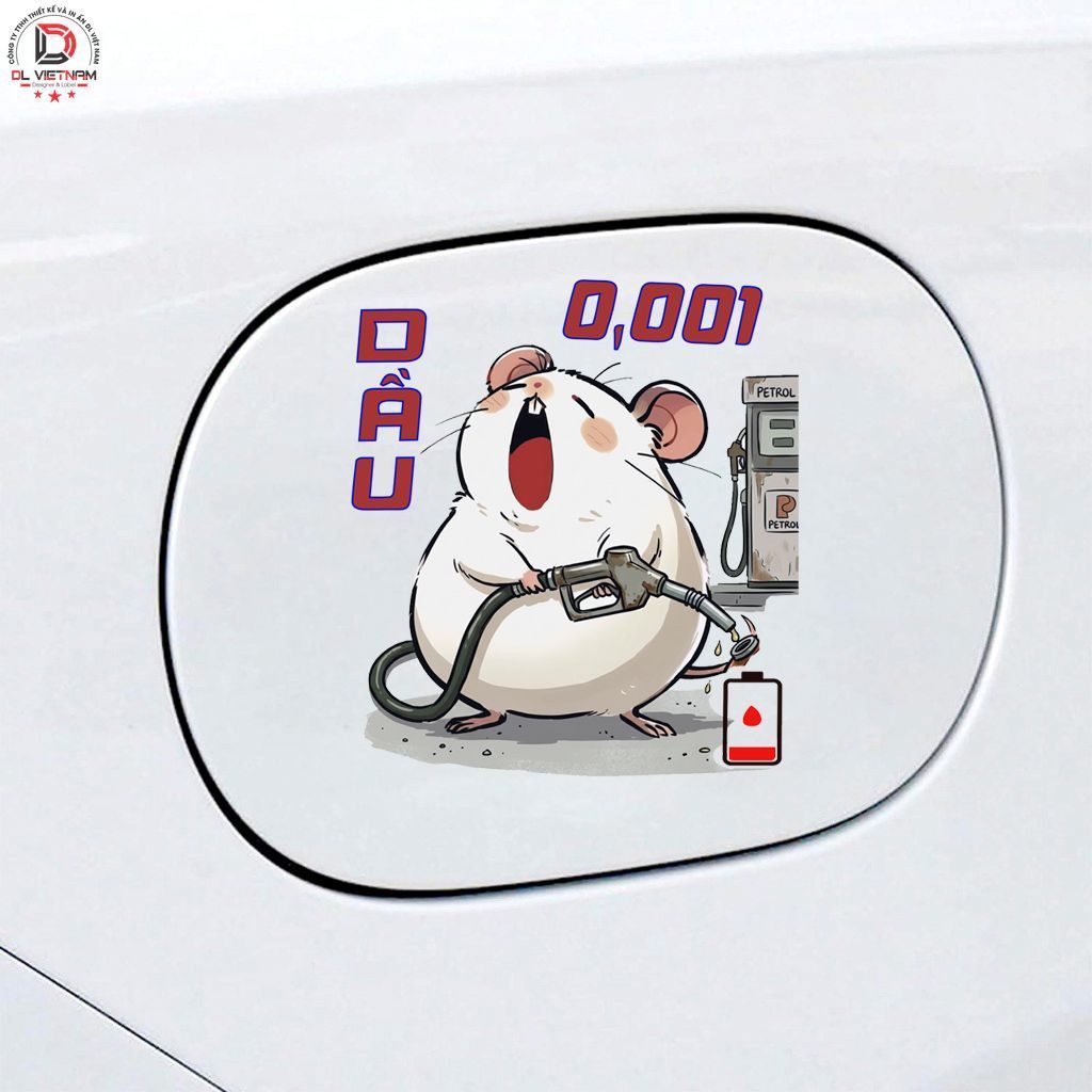 Tem sticker dán nắp bình xăng dầu ô tô xăng A95 và dầu diesel 0,001, sticker 12 con giáp trang trí ô tô xe hơi