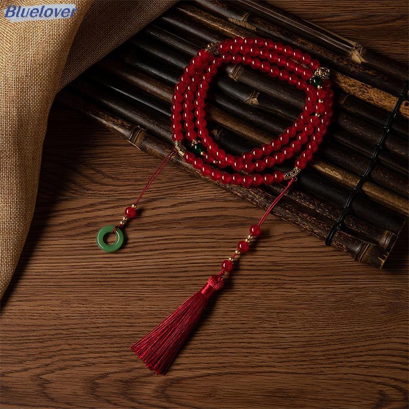 Choker phong cách dân tộc Trung Hoa với đá tự nhiên và hạt đính - Trang sức retro mới lạ