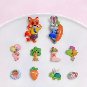 Set Charm Zootopia Cute Thỏ Judy Cáo Nick Mini Dễ Thương Hoạt Hình Kawaii Trang Trí Dép Phụ Kiện Hot Trend