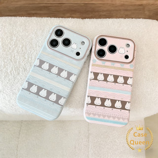 Vỏ thỏ hoạt hình đáng yêu Tương thích cho IPhone 16 13 17 14 15 12 11 Pro Max XR Air X XS Max 8 16 15 7 14 Plus Vỏ chống rơi ống kính cao cấp mềm