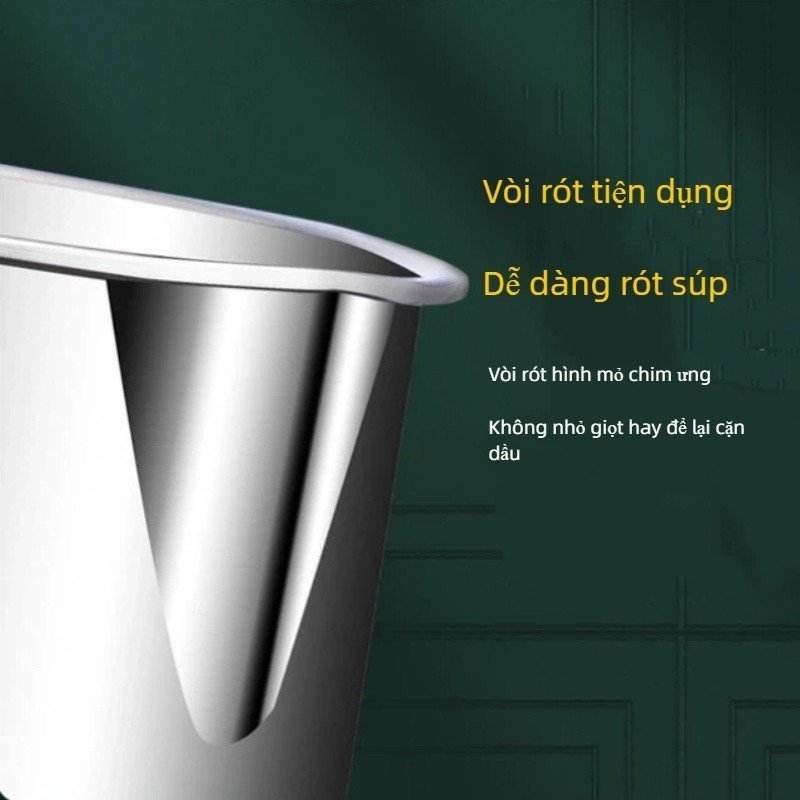 Nồi chiên ngập dầu thép không gỉ 304 an toàn sức khỏe tiết kiệm dầu phù hợp mọi bếp kèm rổ lọc kẹp