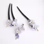 Mũ Hanfu Handmade Phong Cách Trung Quốc, Lụa Nhung Họa Tiết Hoa, Phụ Kiện Tóc Cổ Điển Màu Xanh_gradient