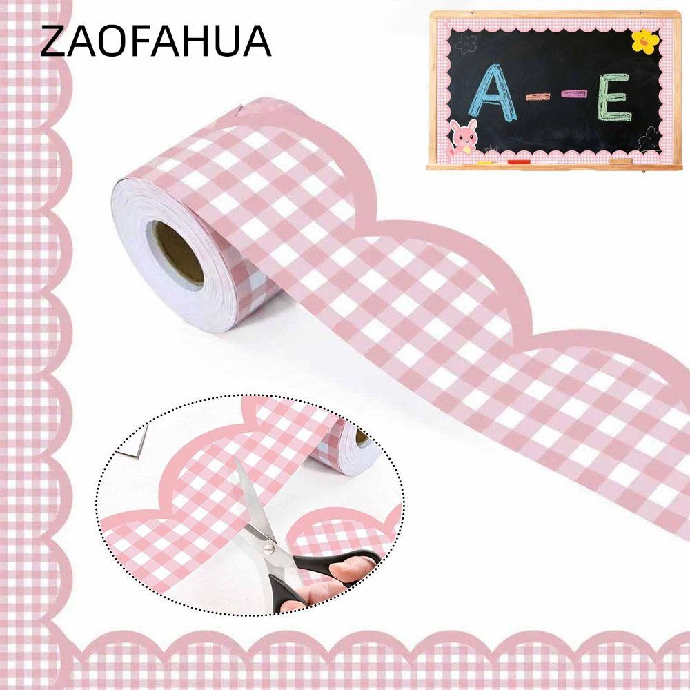 Giấy gợn sóng ZAOFAHUA, Nhãn dán viền áp phích màu hồng DIY, Nhãn dán trang trí bảng màu đen chống thấm nước cho bảng tin lớp học Tiệc tại nhà