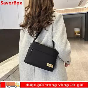 Túi Đeo Vai SAVORBOX, Túi Đeo Ngang Vải Mềm Màu Trơn, Thiết Kế Đa Năng Thời Trang Túi Messenger Dung Tích Lớn Nam Nữ