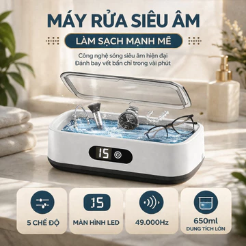 Máy rửa siêu âm máy làm sạch siêu âm máy vệ sinh siêu âm máy rửa trang sức máy rửa kính mắt, tần số 49000Hz làm sạch mạn