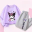 Bộ áo Hoodie và quần hoạt hình Cinnamoroll dành cho trẻ em Trang phục hai mảnh thông thường ấm cúng