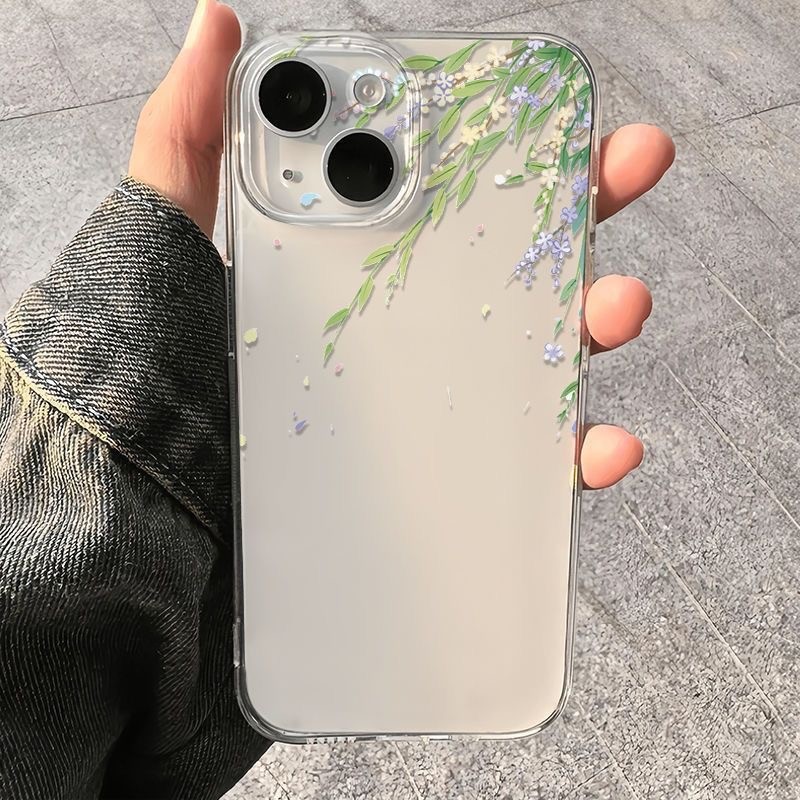 Thân cây màu lục bảo phù hợp với vỏ điện thoại 16promax iPhone15 hoạt hình 13 trong suốt 12 vỏ mềm 11/xr/xsmax