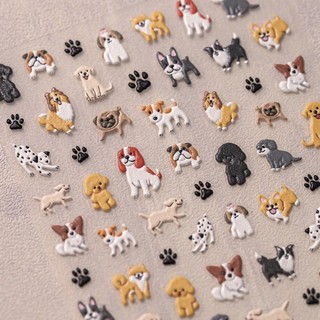 [Khuyến nghị của cửa hàng] Nhãn dán làm móng tay nhỏ vui vẻ Corgi Golden Retriever Shiba Inu Nhãn dán trang trí nhỏ dập nổi ba chiều hoạt hình 1.7