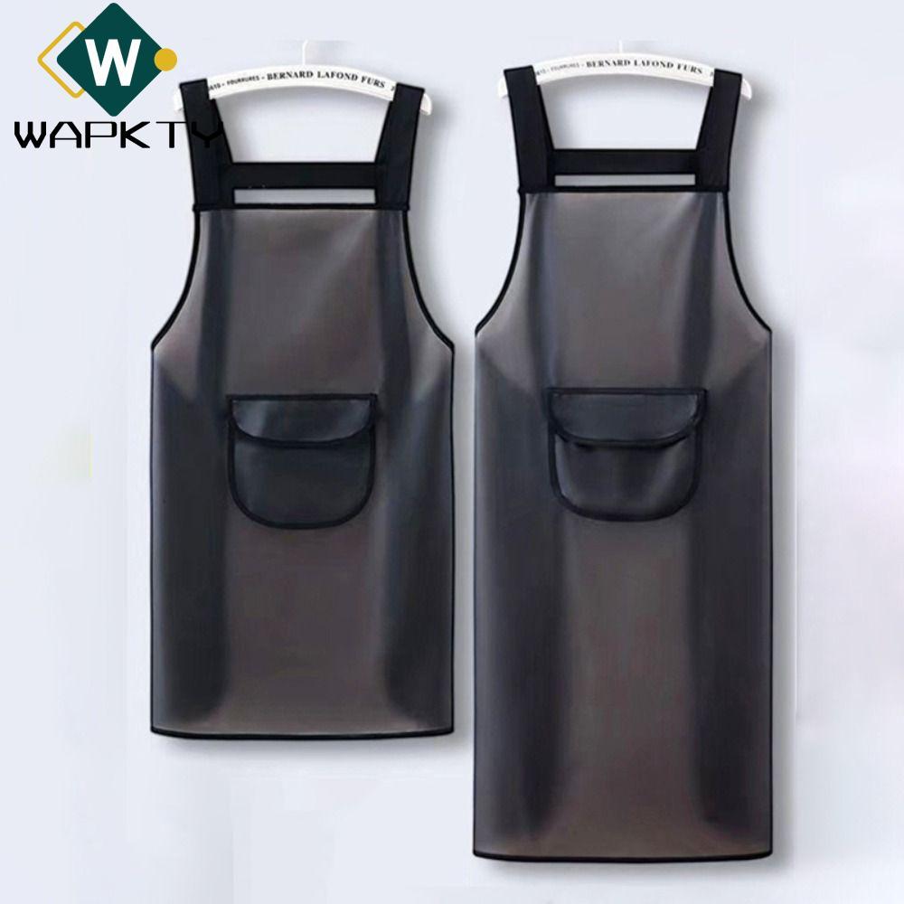 Tạp dề làm việc WAPKTY, Tạp dề nhà bếp PVC chống thấm nước, Tạp dề làm sạch màu đen trong suốt chống bụi bẩn thời trang